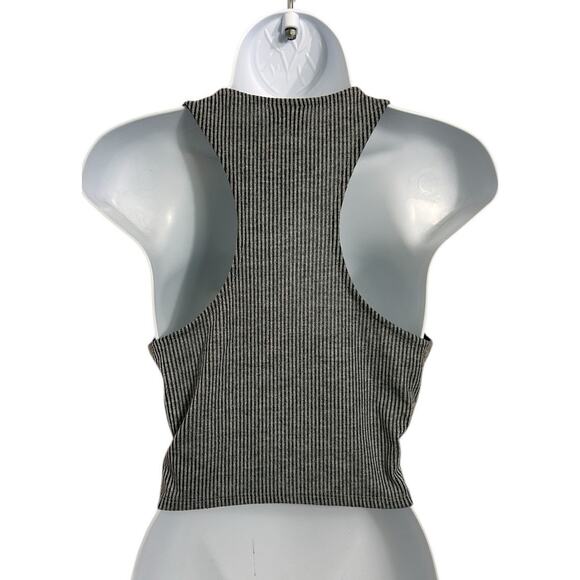 Urban Outfitters Sparkle & Fade Gray Ribbed Crop Tank Top Sz M Racer-Back Blouse - Picture 7 of 7